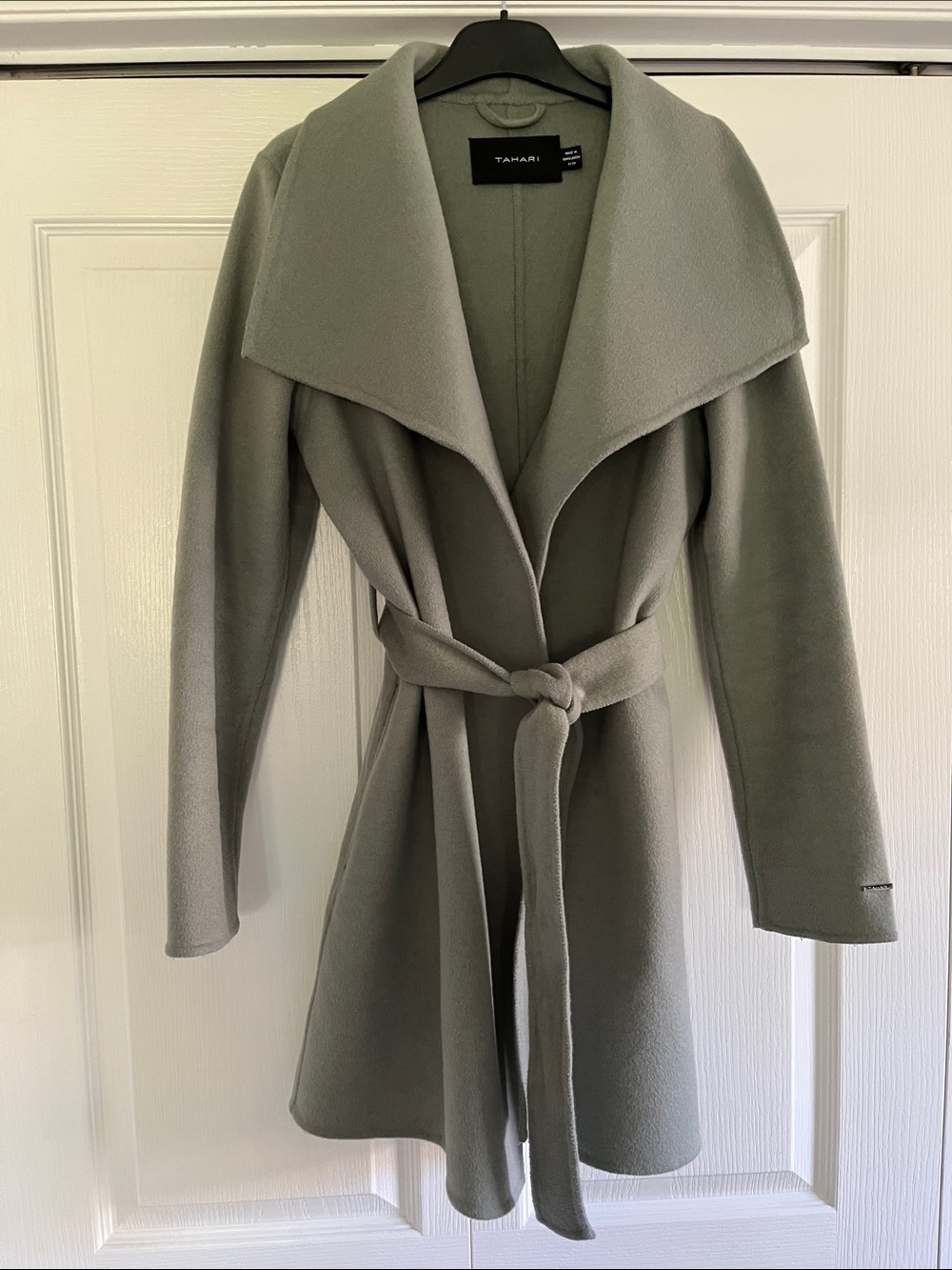 Tahari Light Sage Wrap Belted Trench Coat